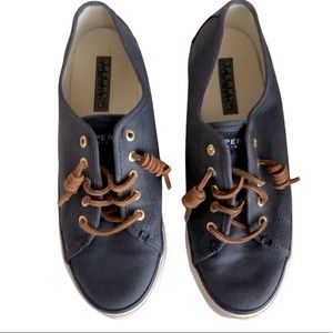 Sperry 7.5 Seacoast Canvas Sneakers Navy Blue